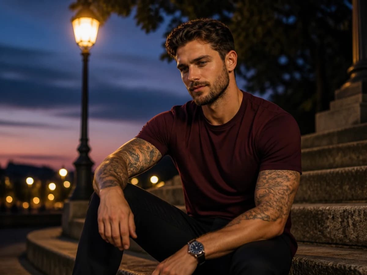 Cinematic Men Portrait Photography at Twilight Park