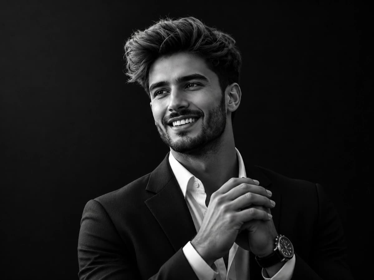 Black and White Portrait with Cinematic Lighting